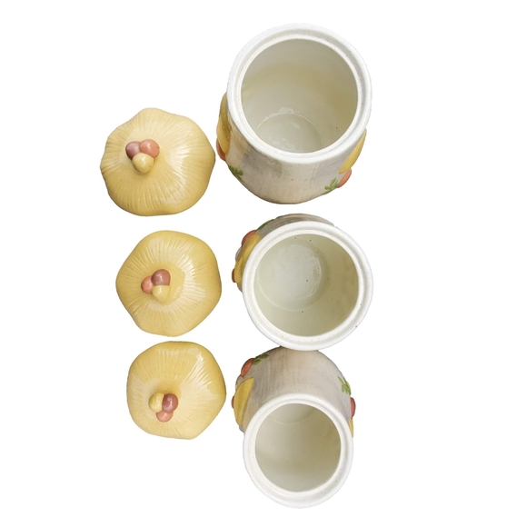 Vintage 70s Mushroom Hand Painted Ceramic Jar Set - Picture 4 of 7